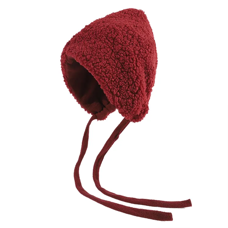 custom-sherpa-fleece-bonnet-winter-hat-red