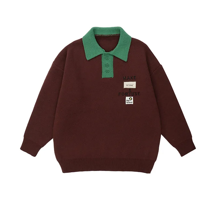 custom-varsity-contrast-polo-knit-sweater-dark-red