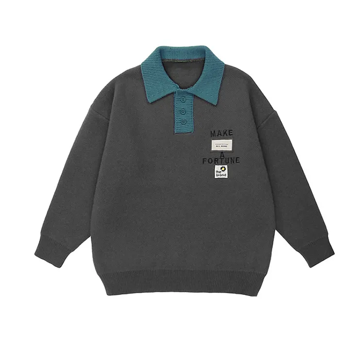 custom-varsity-contrast-polo-knit-sweater-grey