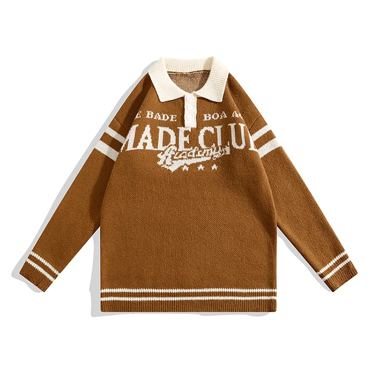 custom-collegiate-graphic-polo-knit-sweater-brown