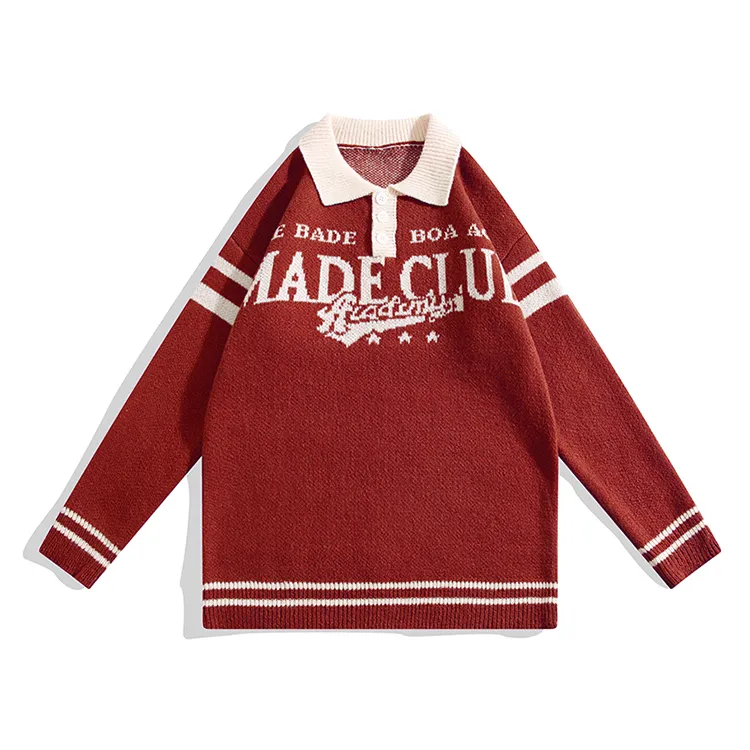 custom-collegiate-graphic-polo-knit-sweater-red