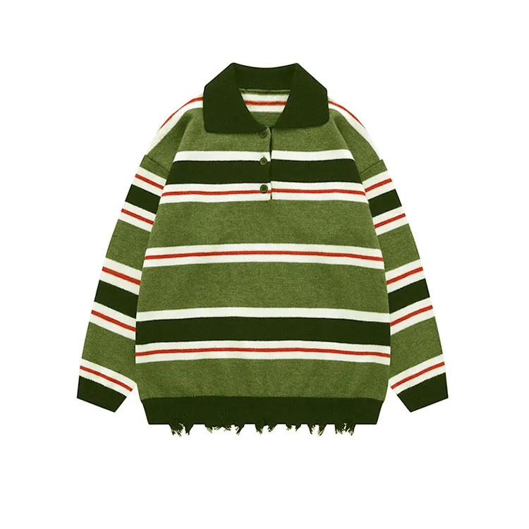 custom-striped-polo-knit-sweater-olive-green