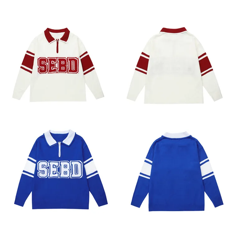custom-varsity-letter-polo-half-zip-knit-sweater-flat-display