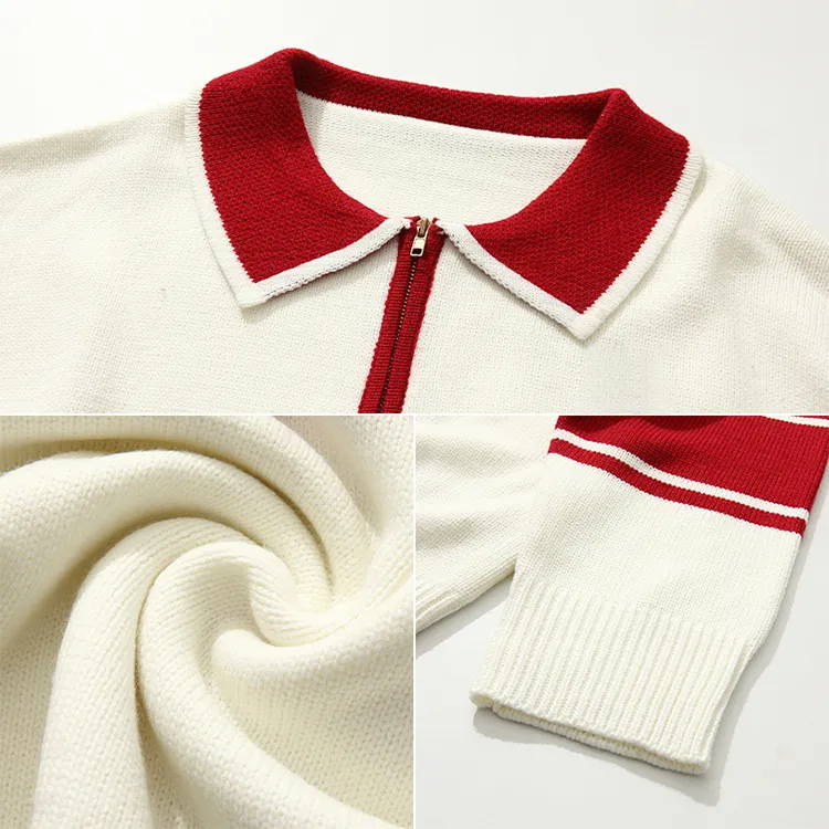 custom-varsity-letter-polo-half-zip-knit-sweater-knitting-details
