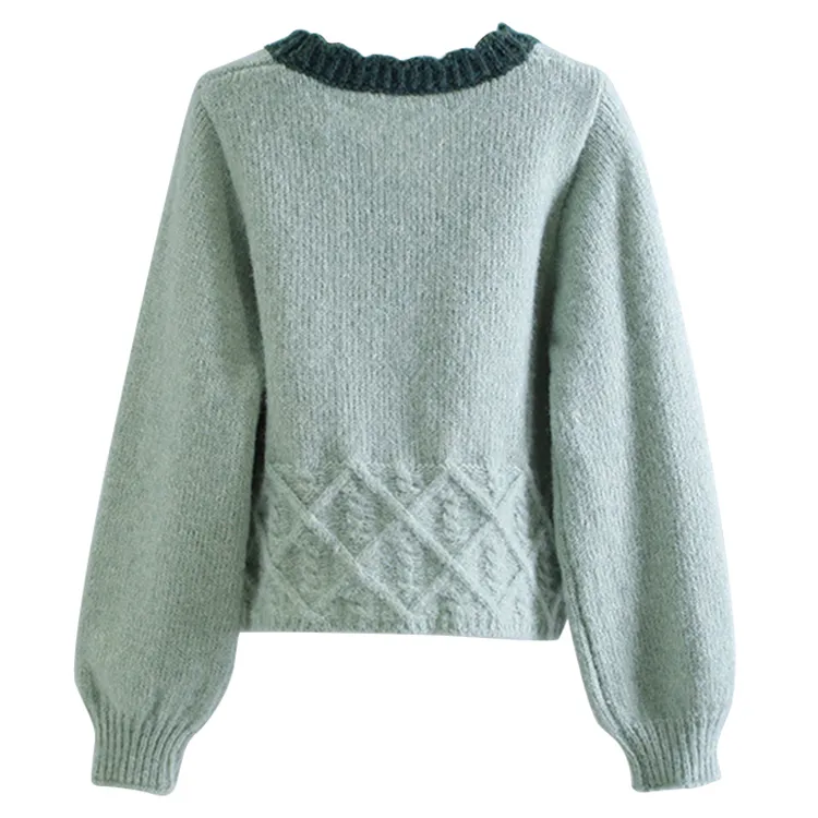 custom-pom-pom-cable-knit-cardigan-v-neck-sweater-back