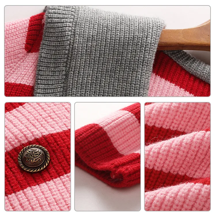 custom sailor collar striped double breasted cardigan knitting details