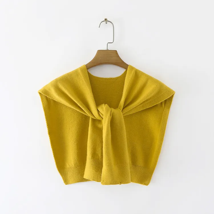 custom-minimalist-knit-poncho-scarf-wrap-yellow
