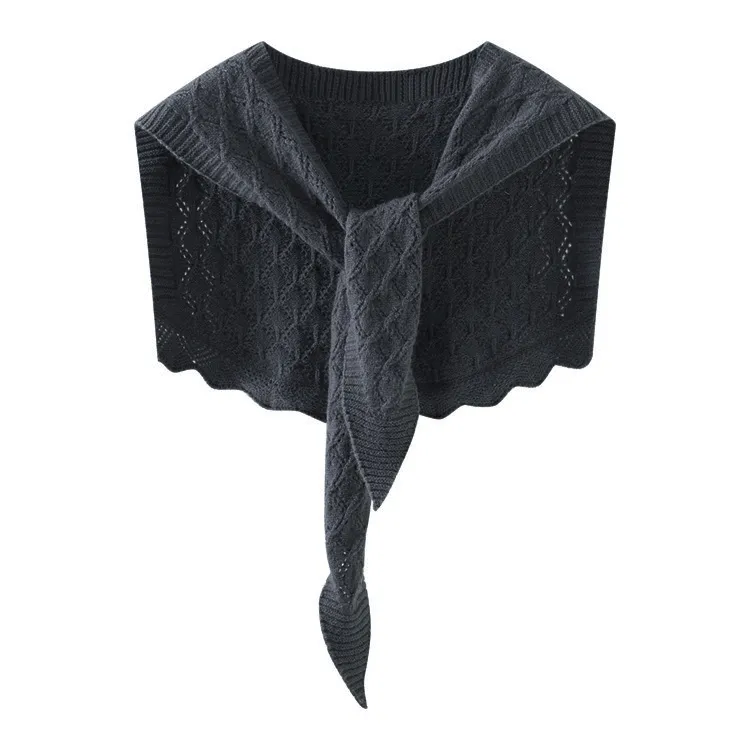 custom-openwork-cable-knit-poncho-shawl-dark-grey