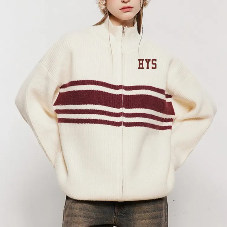 custom-striped-varsity-zip-up-knit-jacket-model-showcase