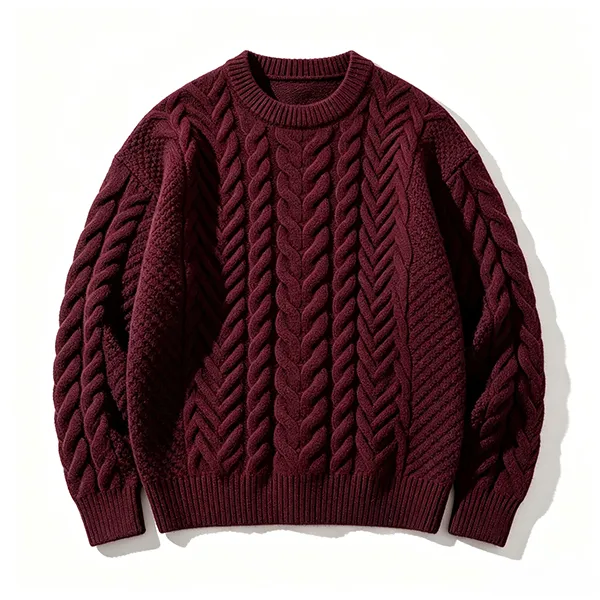 military style cable knit commando sweater heritage design red