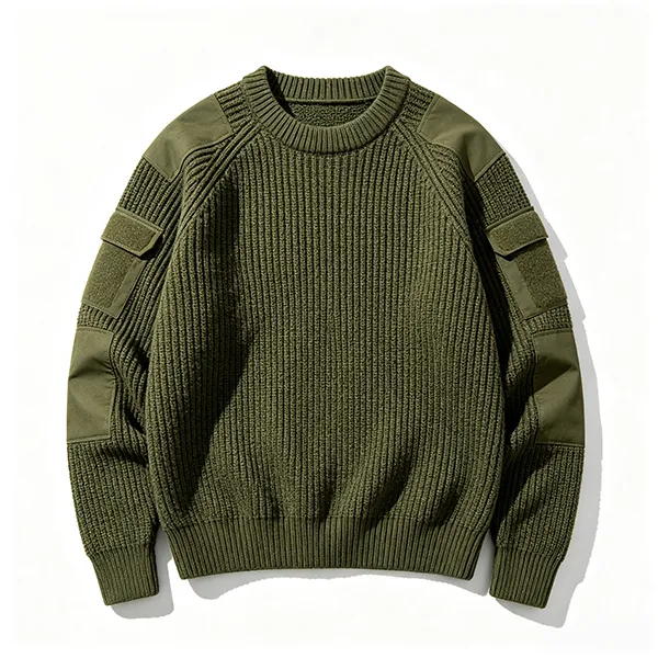 tactical commando military ribbed knit pullover front