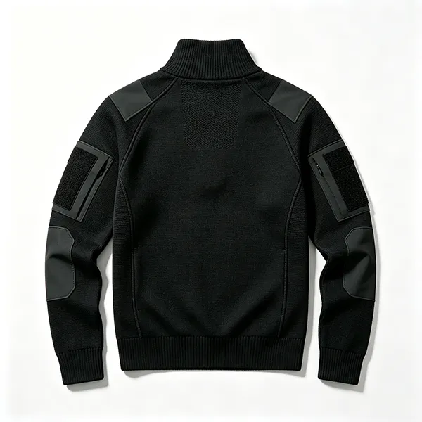 tactical half-zip commando sweater with utility pockets back