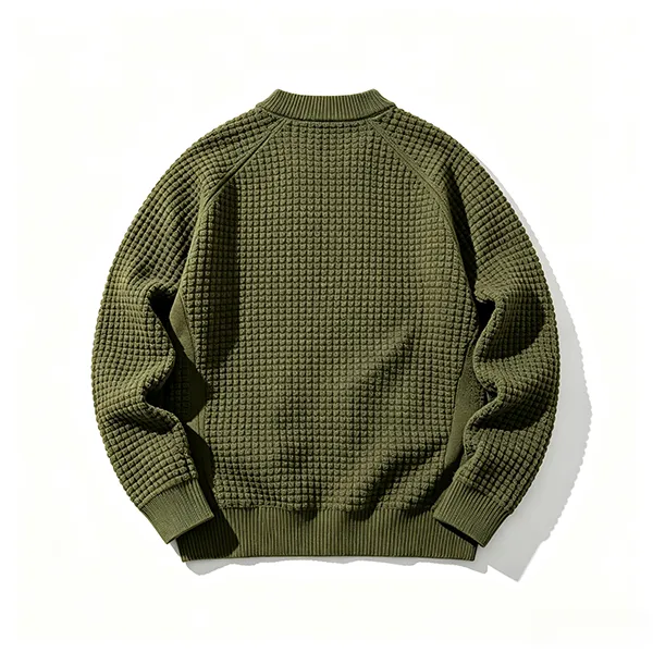 tactical waffle knit commando sweater side zip pullover back