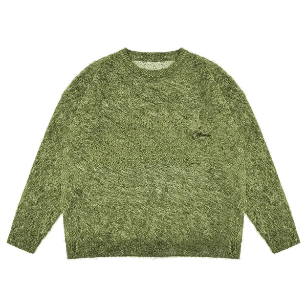 brushed mohair blend graphic sweater green