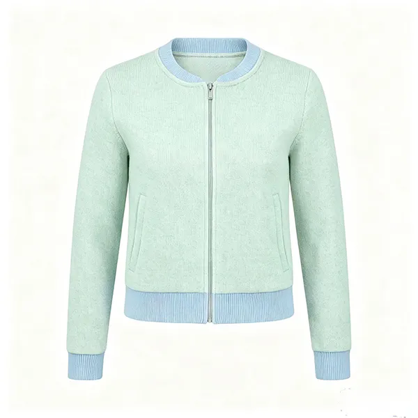 knitted full zip medical scrub jacket ribbed cuffs green