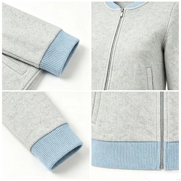 knitted full zip medical scrub jacket ribbed cuffs knitting details