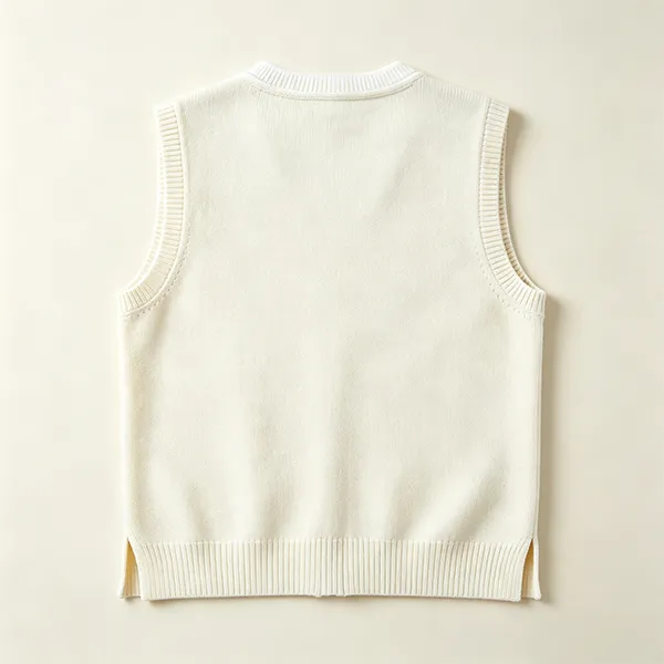 knitted v-neck zip medical scrub vest ribbed trim back