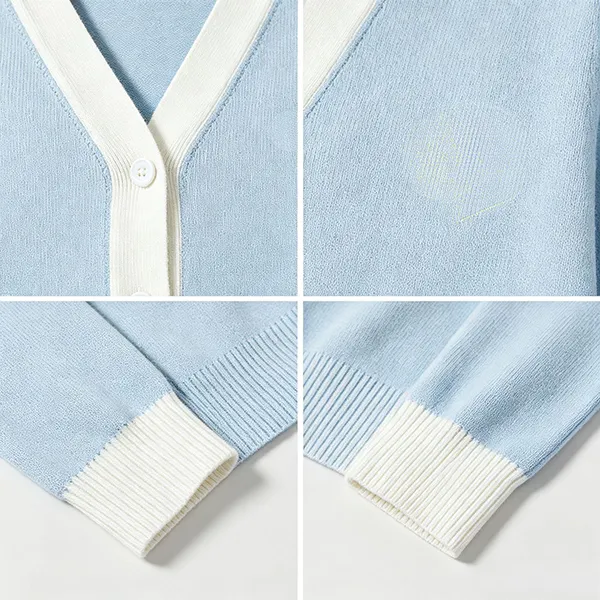 knitted v neck medical scrub cardigan with ribbed cuffs knitting details