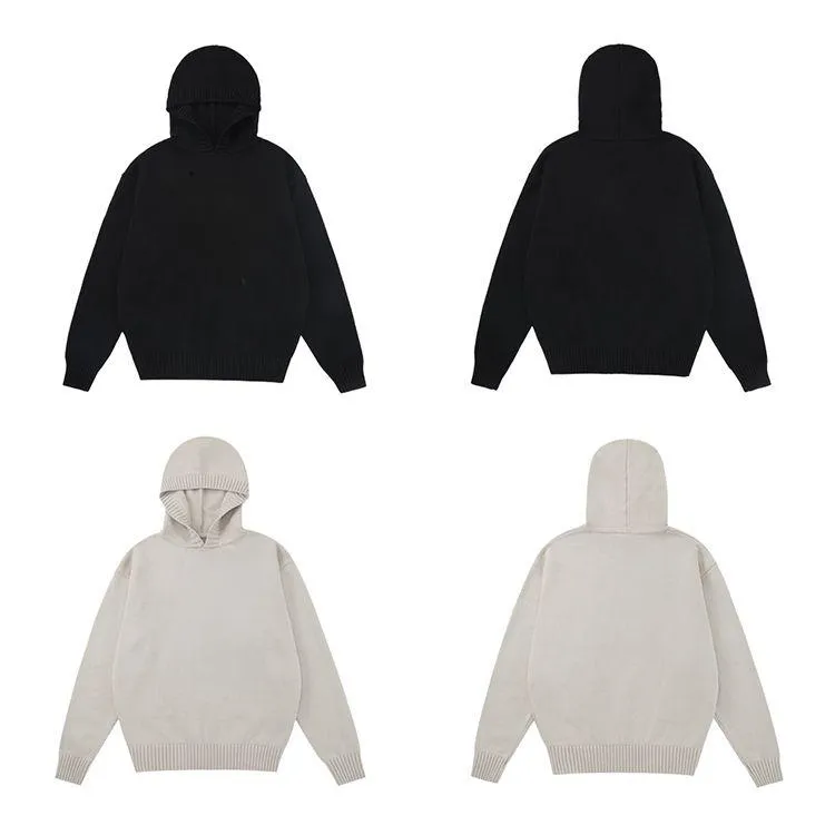 mens heavyweight 3d chenille letter knit hoodie flat display