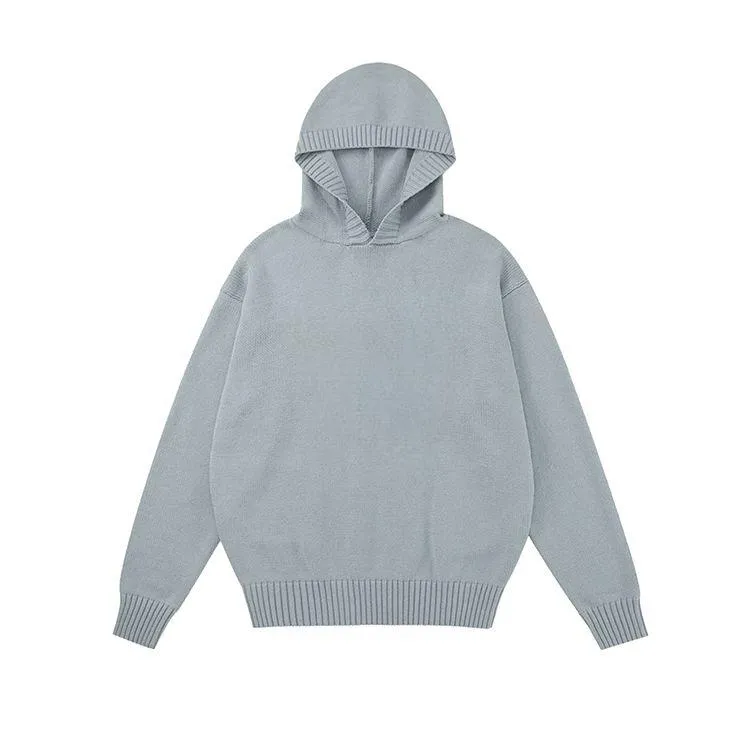 mens heavyweight 3d chenille letter knit hoodie sky blue