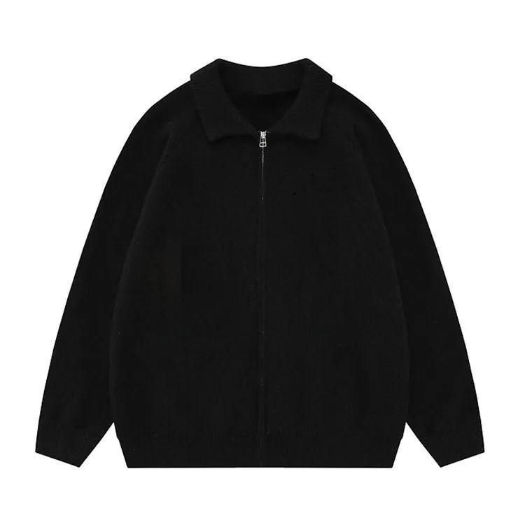 mens heavyweight cotton polo jacket black