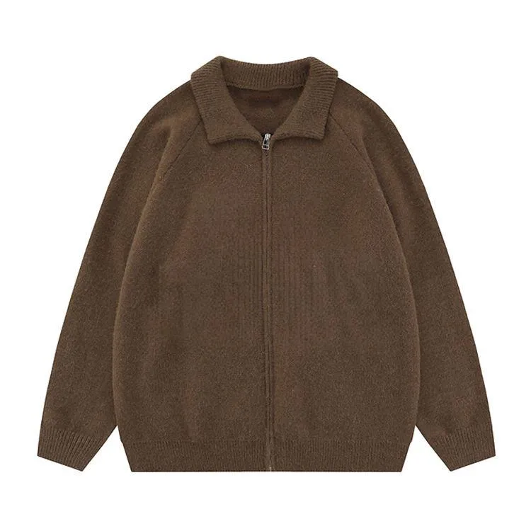 mens heavyweight cotton polo jacket brown