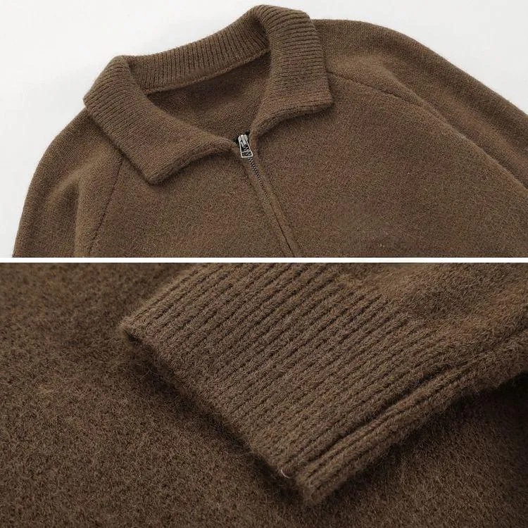 mens heavyweight cotton polo jacket knitting details