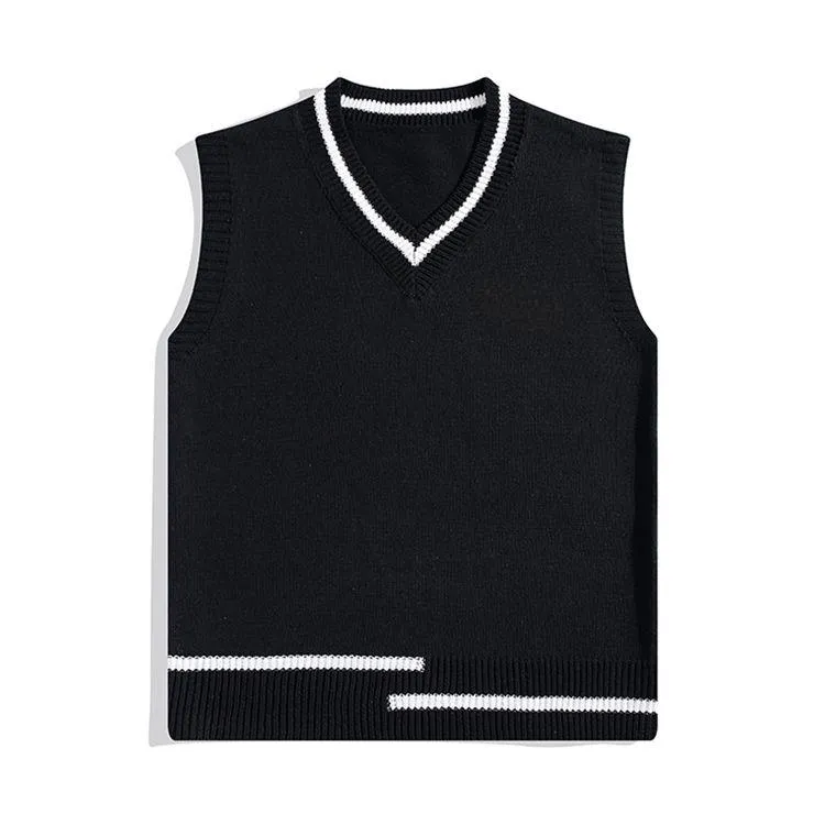minimalist color block v neck knit vest back