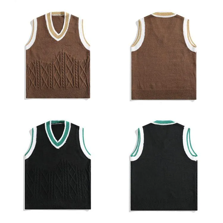 preppy cable knit sweater vest mixed stitch flat display