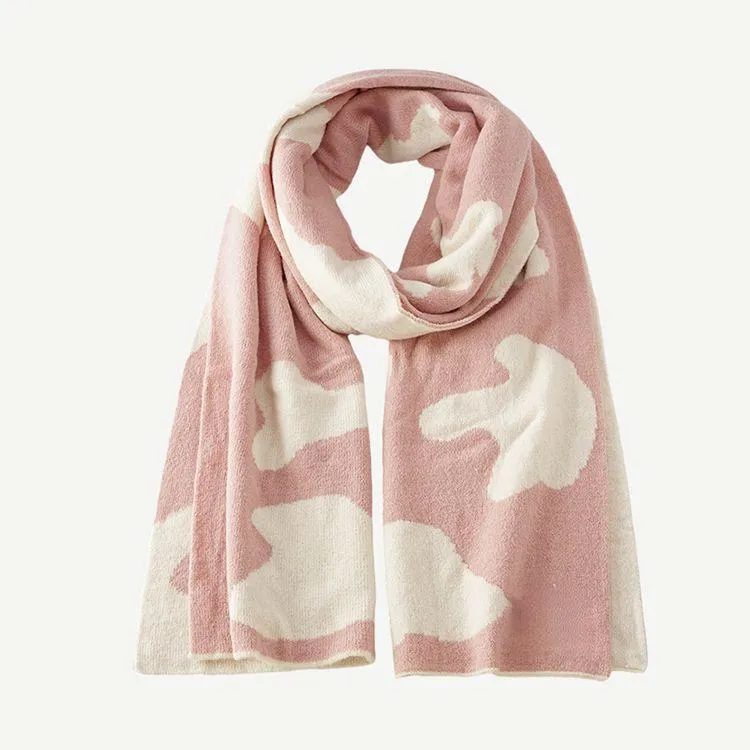 cow print knit scarf pink