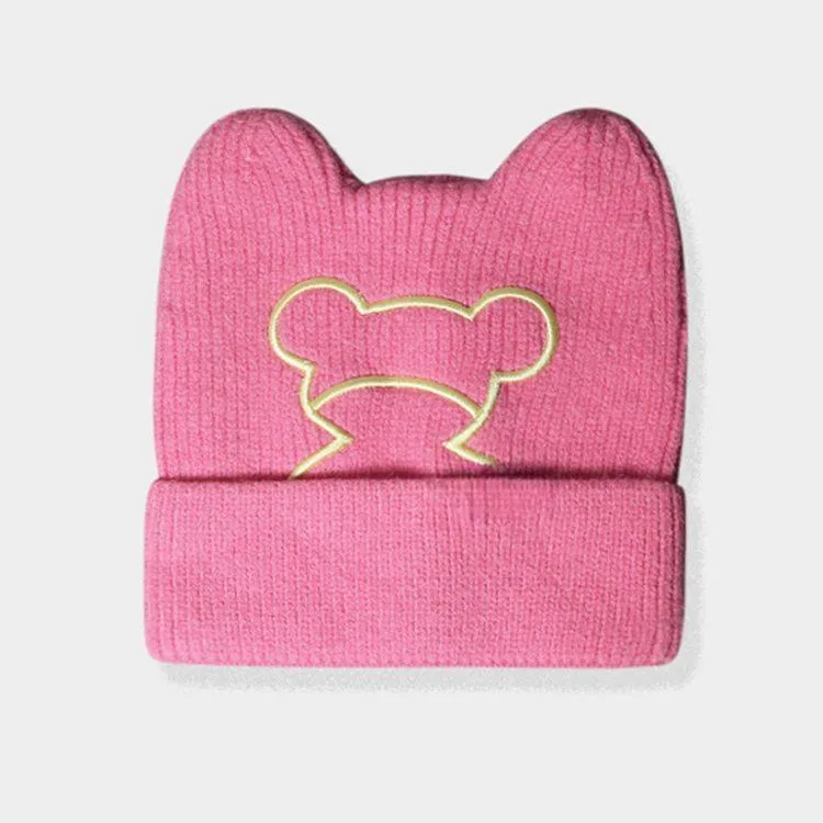 cute bear ear beanie hat light pink