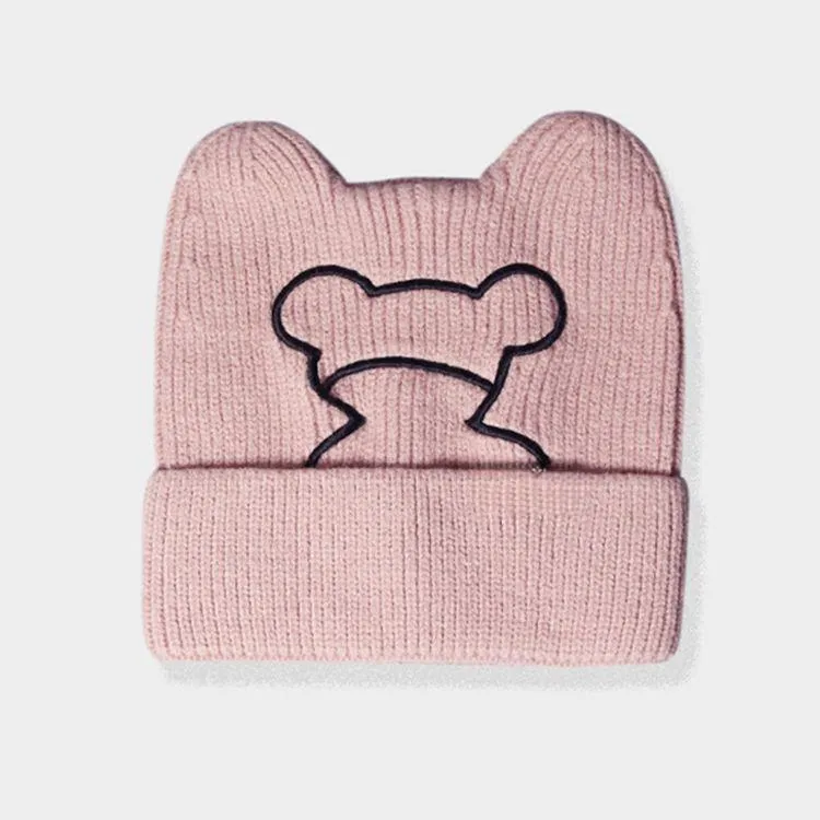 cute bear ear beanie hat pink