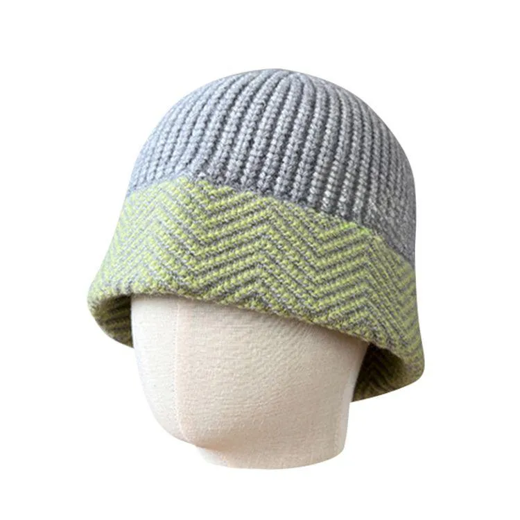 herringbone knit bucket hat green