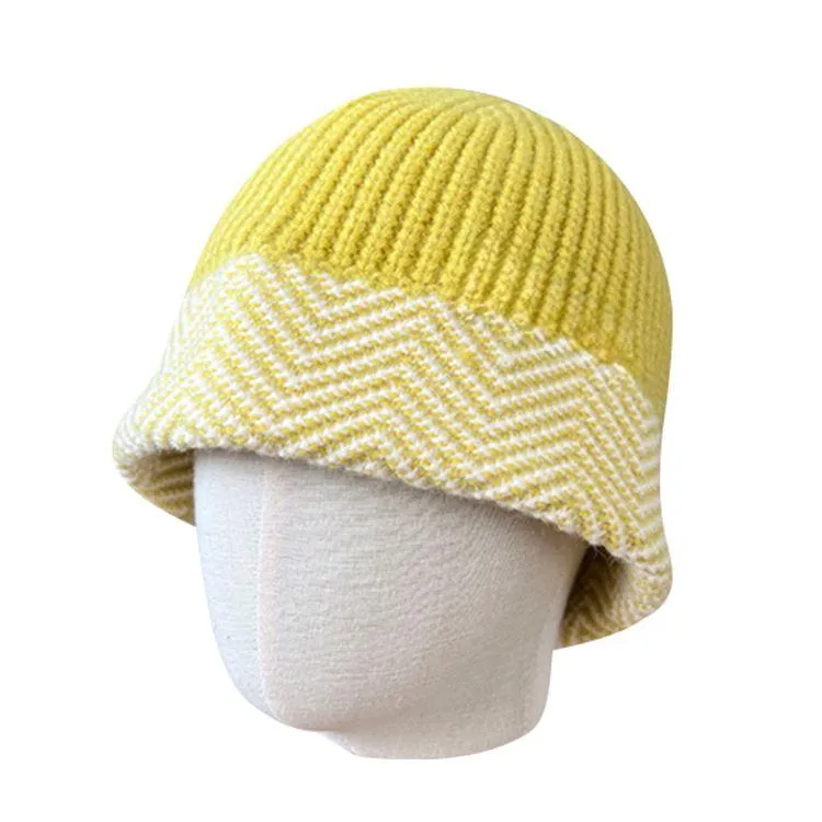 herringbone knit bucket hat yellow