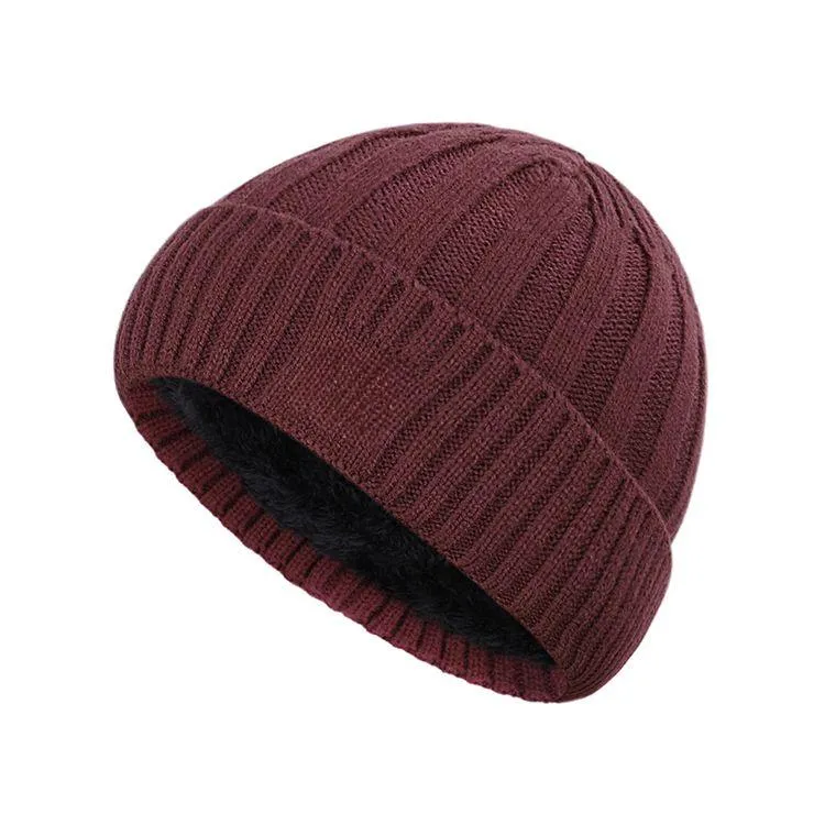 unisex chunky rib knit cuffed beanie red