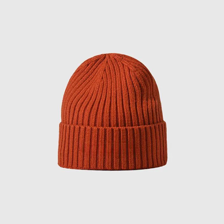 unisex rib knit cuffed beanie red