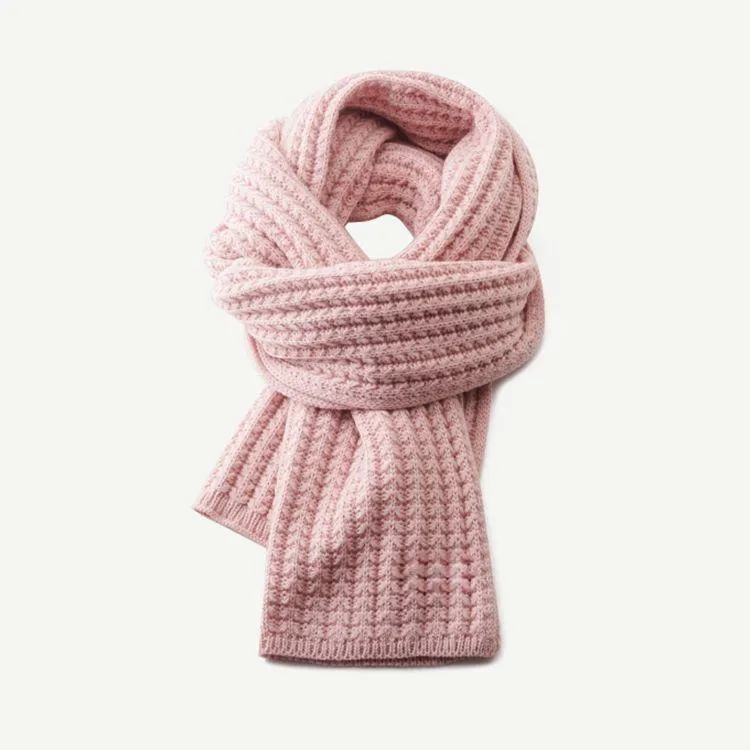 waffle ribbed knit scarf pink