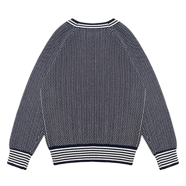 textured knit drop shoulder crewneck pullover back
