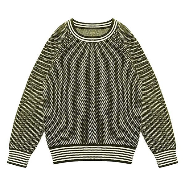 yellow textured knit drop shoulder crewneck pullover