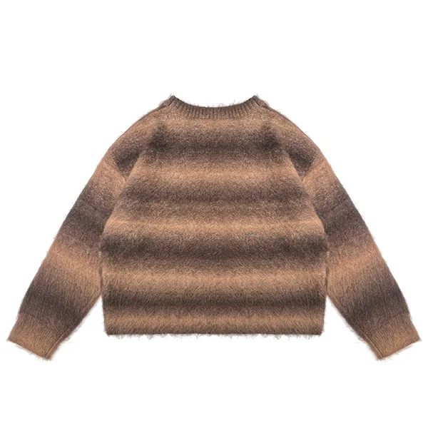 fuzzy knit ombre striped cropped pullover back