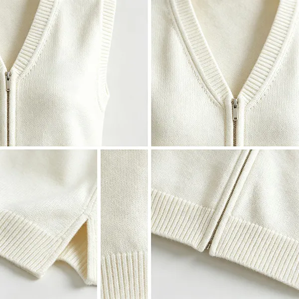 hospital uniform knit vest sleeveless zip cardigan knitting details