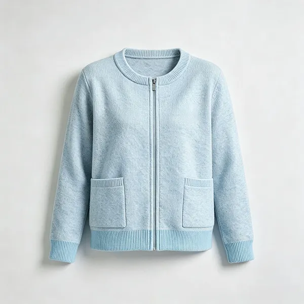 full zip knit medical uniform cardigan blue
