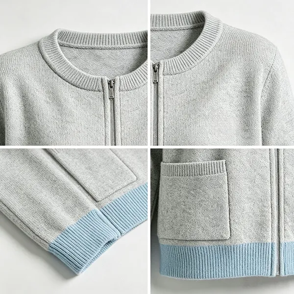 full zip knit medical uniform cardigan knitting details