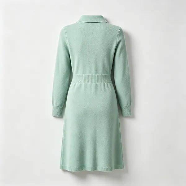 knitted button front medical uniform dress back