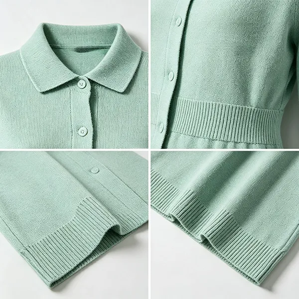 knitted button front medical uniform dress knitting details