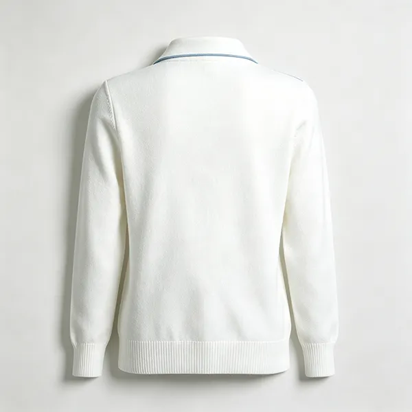 knitted long sleeve medical polo shirt back