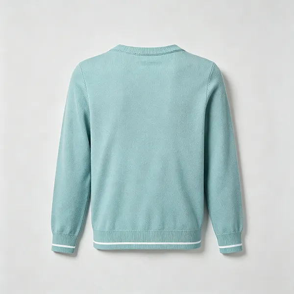 round neck knitted pullover shoulder buttons back