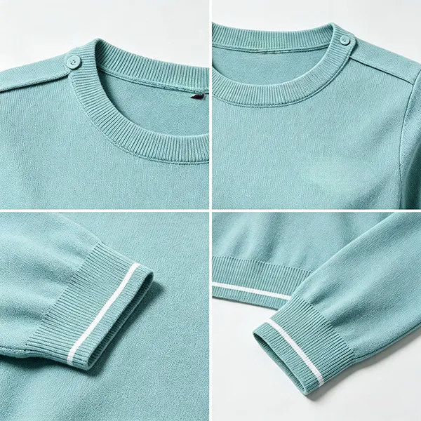 round neck knitted pullover shoulder buttons knitting details