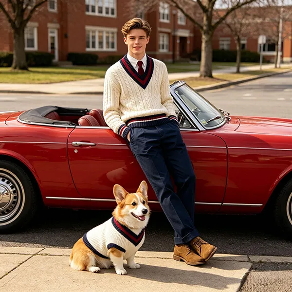 matching pet and owner varsity sweater classic car