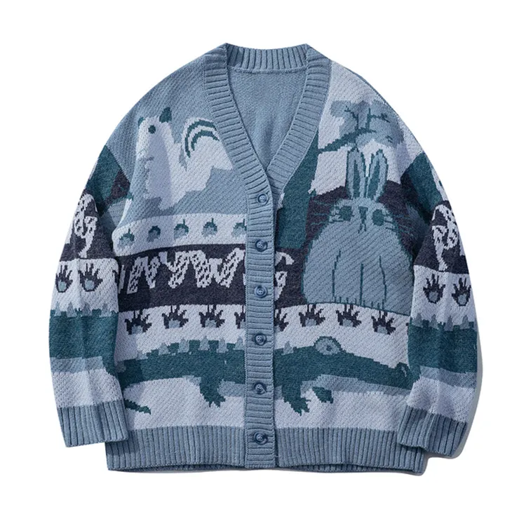 custom-men-s-vintage-animal-jacquard-knit-cardigan-blue